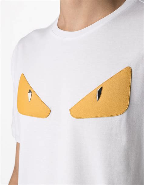 fendi t shirt eyes white|Fendi logo print t shirt.